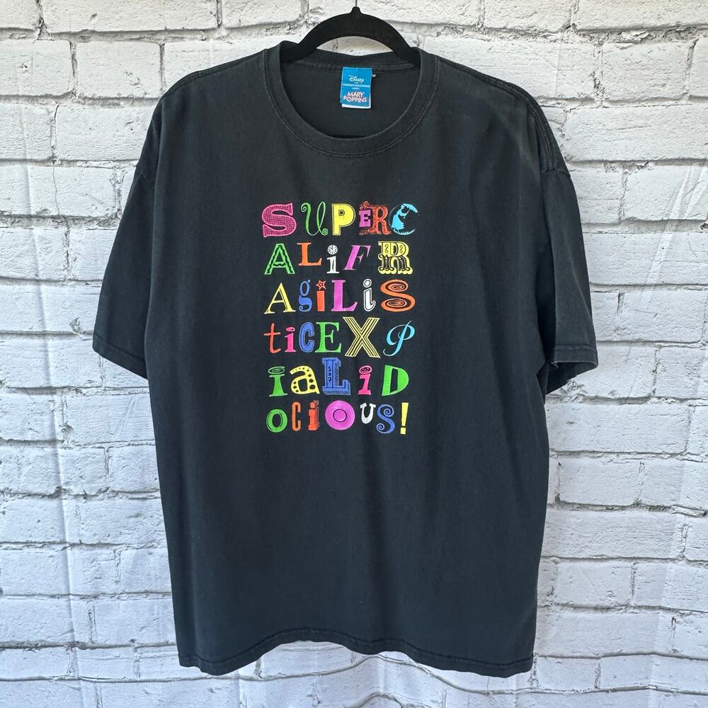 Disney Mary Poppins Supercalifragilisticexpialidocious T Shirt FLAWED Sz XLarge